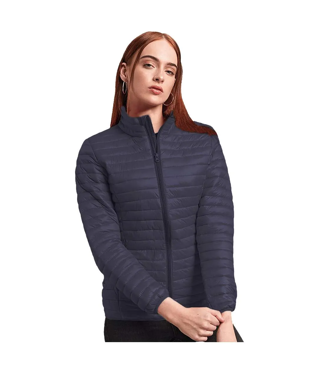 2786 Womens/Ladies Tribe Hooded Fineline Padded Jacket (Navy) - UTRW3847