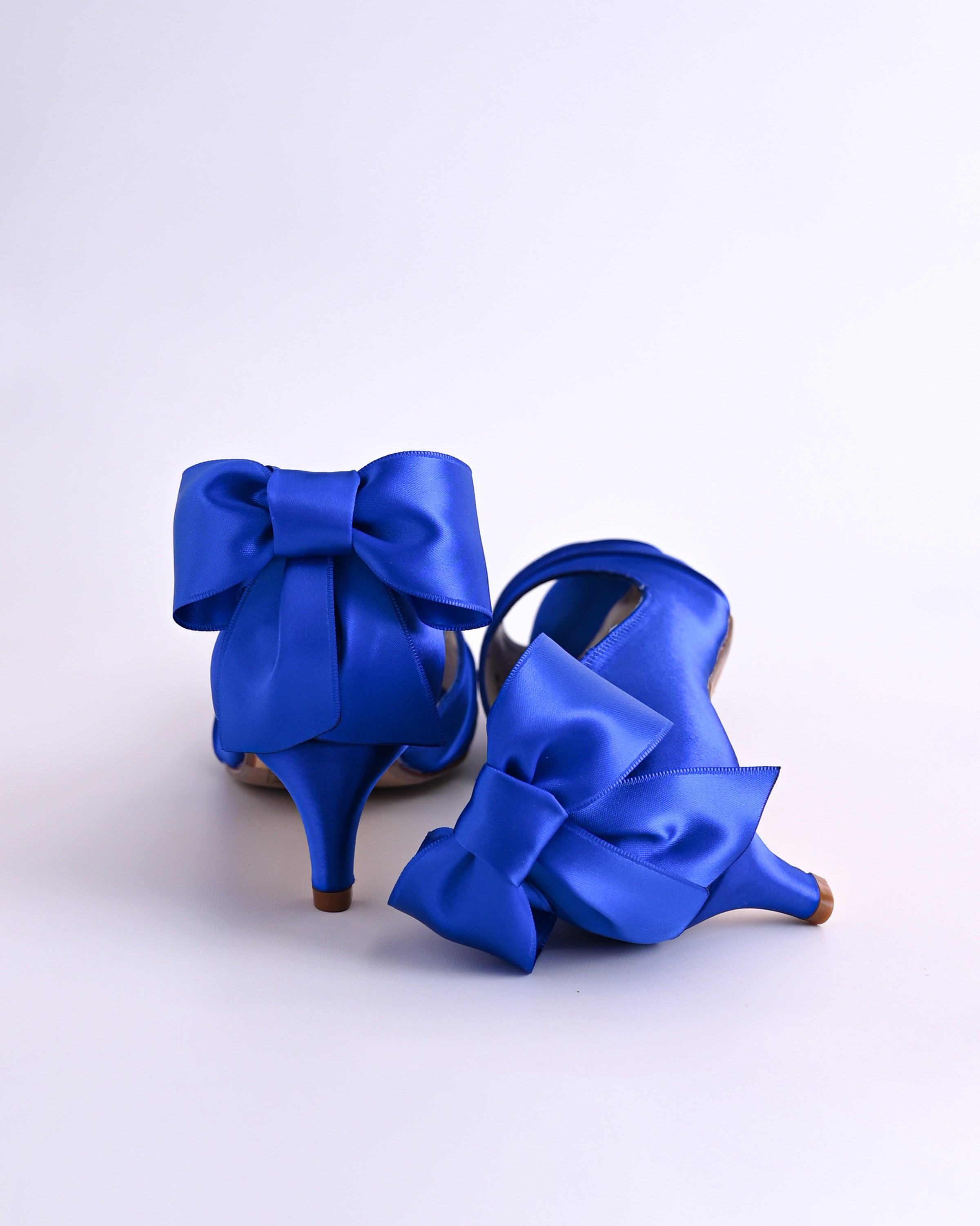 Abby Royal Blue Wedding Shoes with Matching Bow on the Back