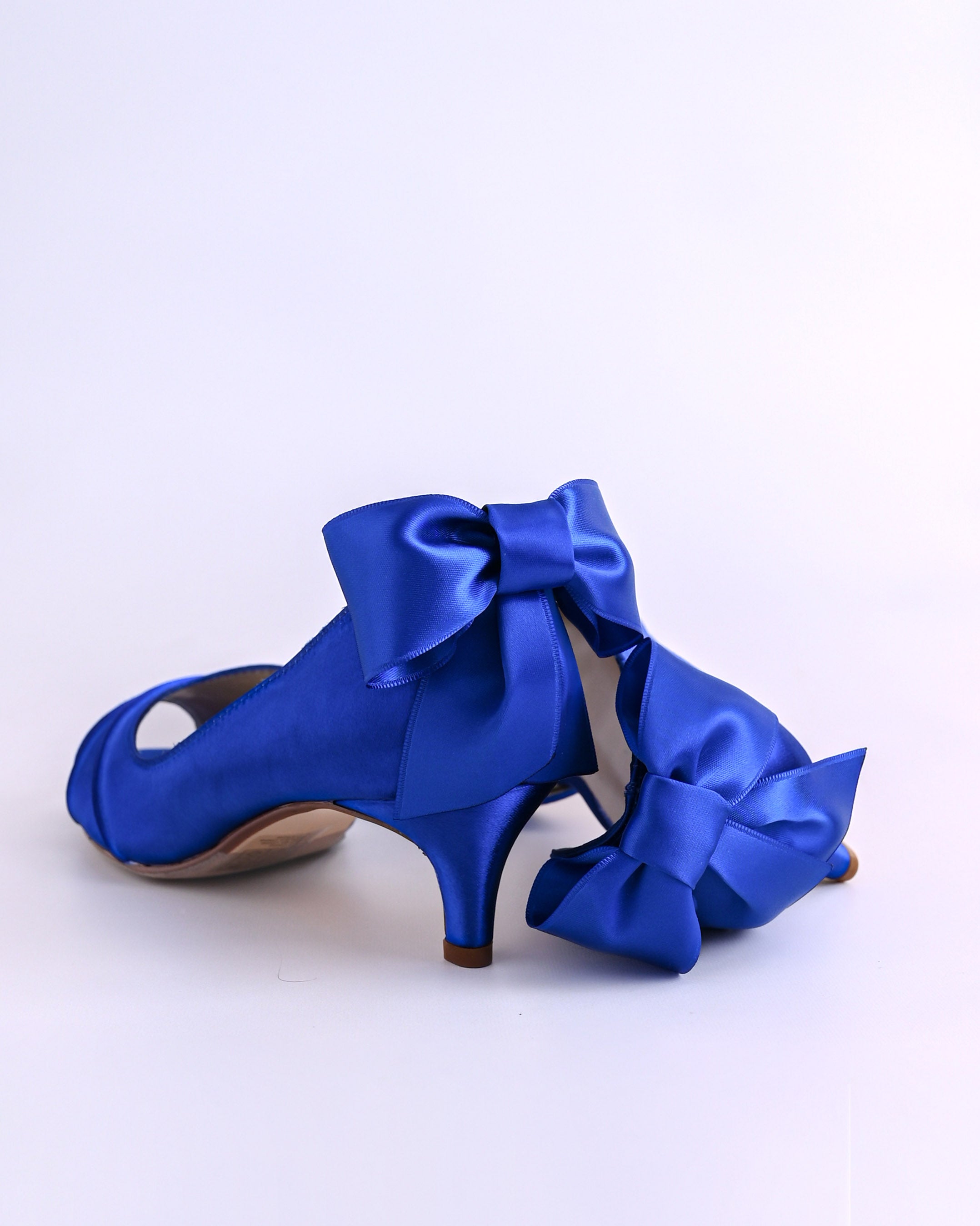 Abby Royal Blue Wedding Shoes with Matching Bow on the Back