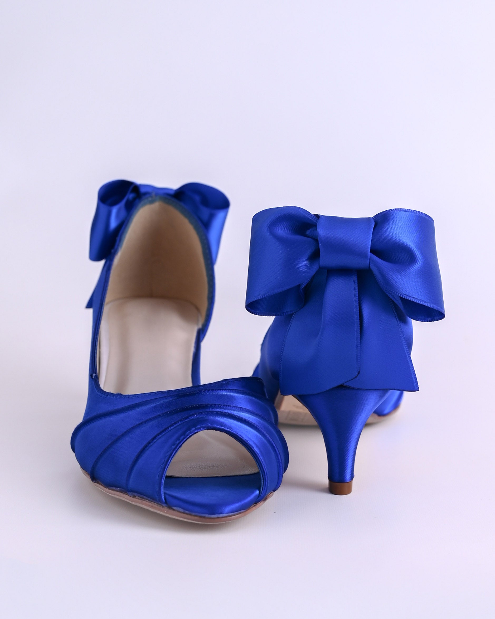 Abby Royal Blue Wedding Shoes with Matching Bow on the Back