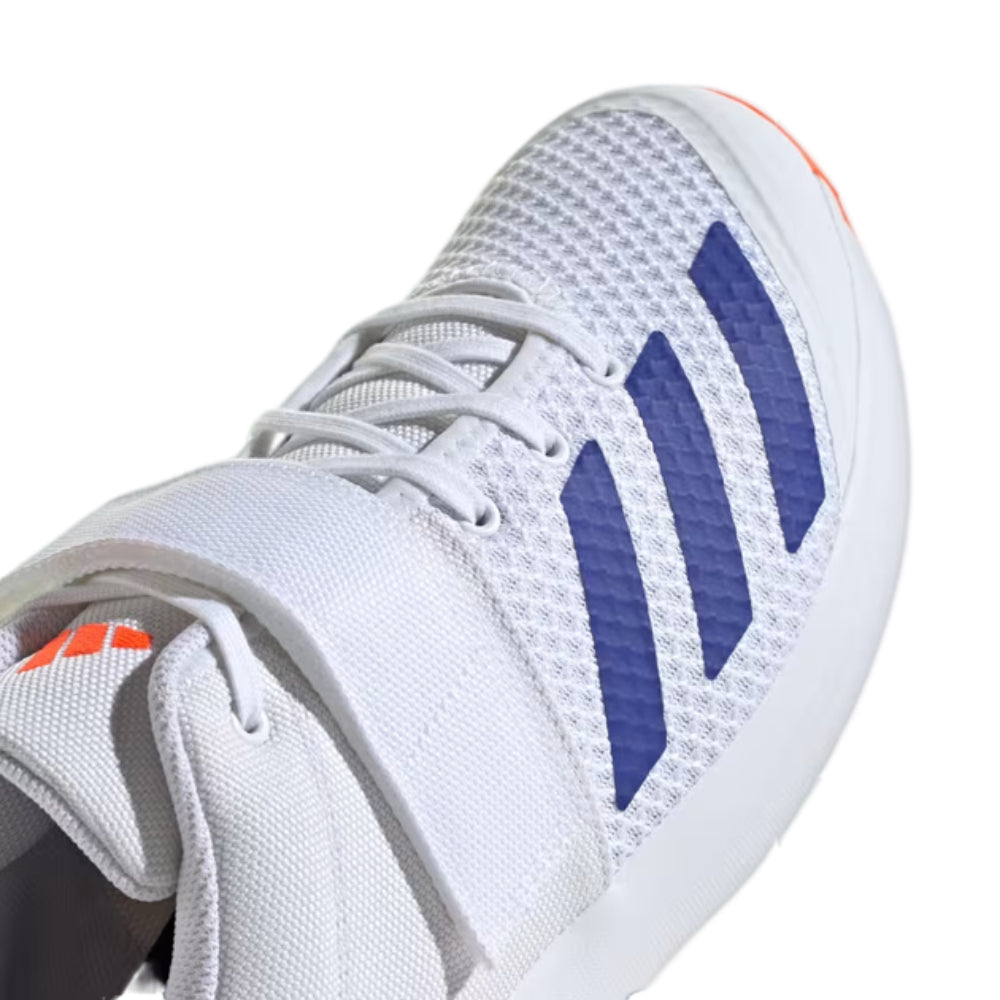 Adidas Men's Adipower Vectorid 20 Cricket Shoe (Cloud White/Lucid Blue/Solar Red)