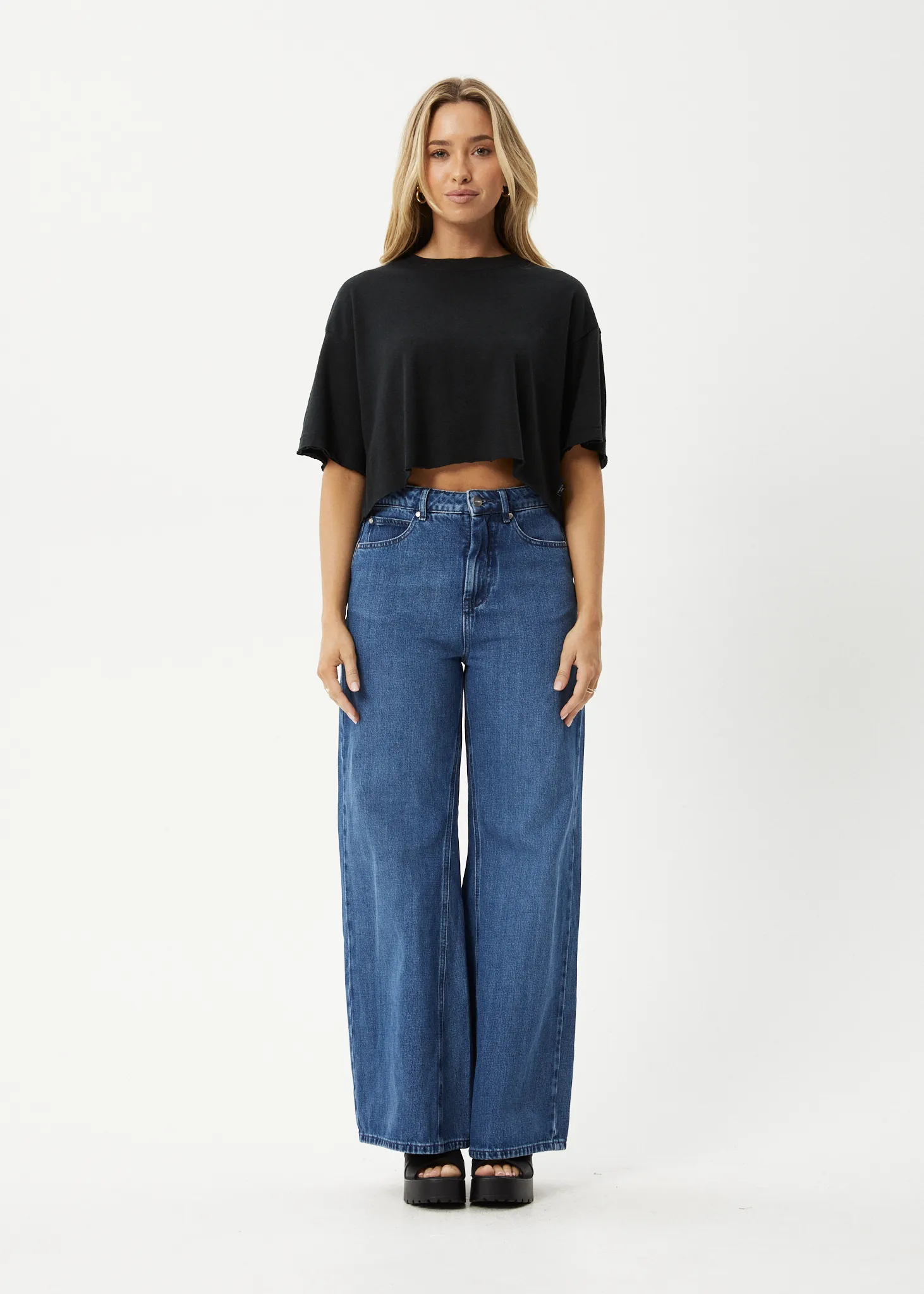 AFENDS Womens Slay Cropped - Oversized Tee - Black