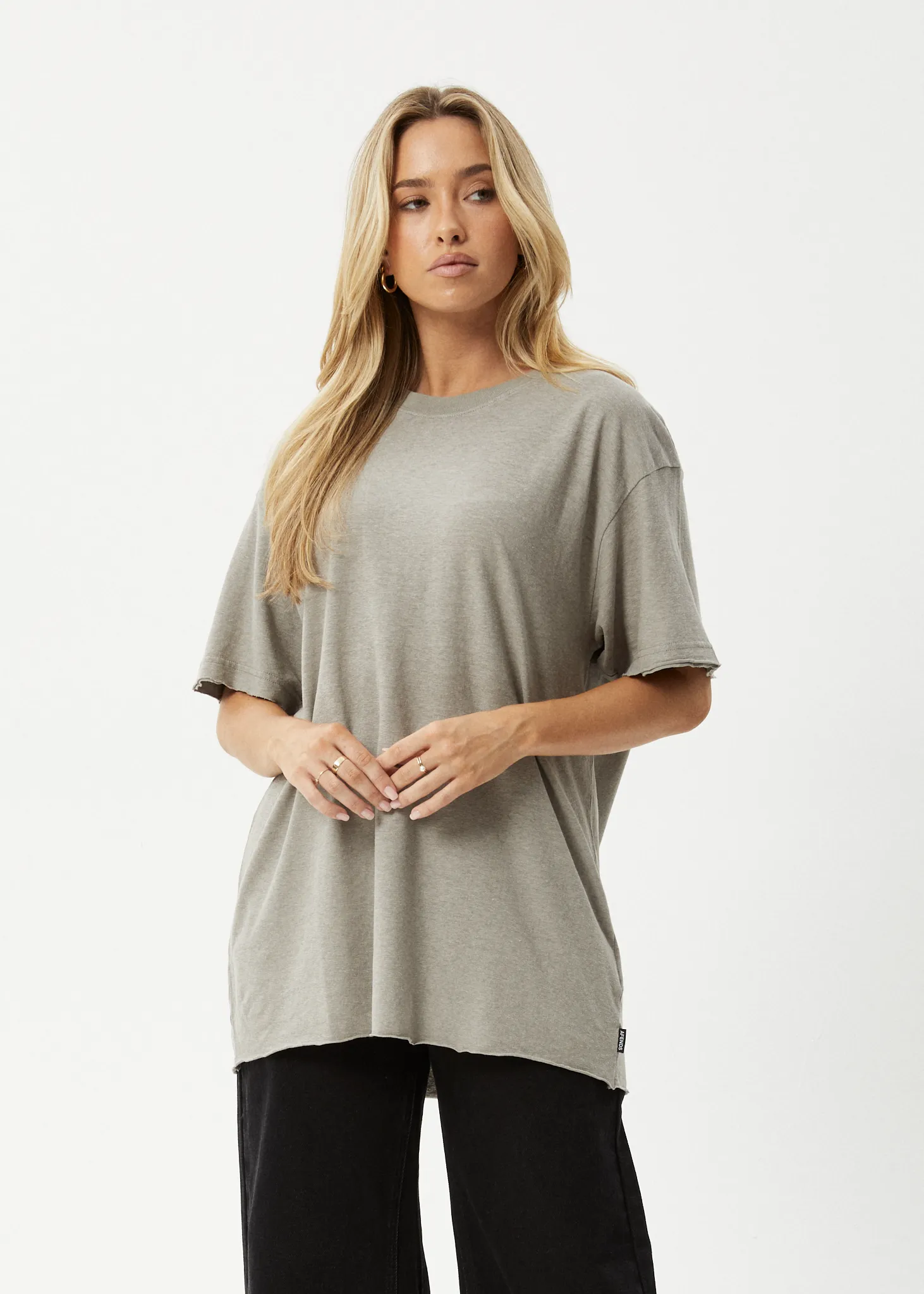 AFENDS Womens Slay - Oversized Tee - Olive