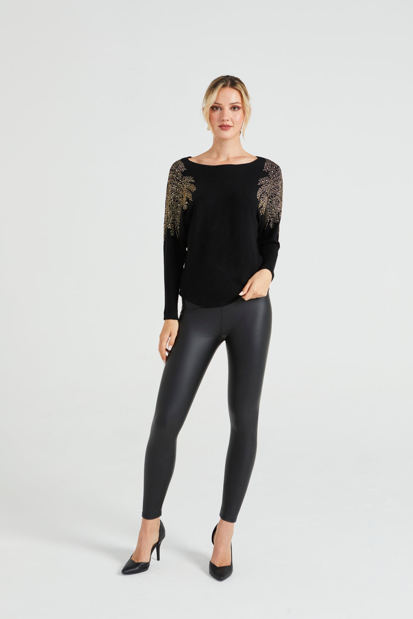 Angeleye Batwing Knitted Jumper With Sequin