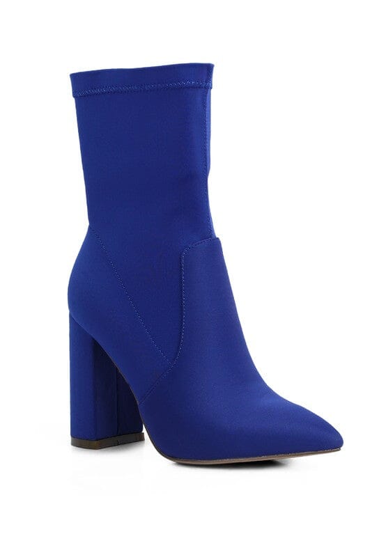 Ankle Lycra Block Heeled Boots