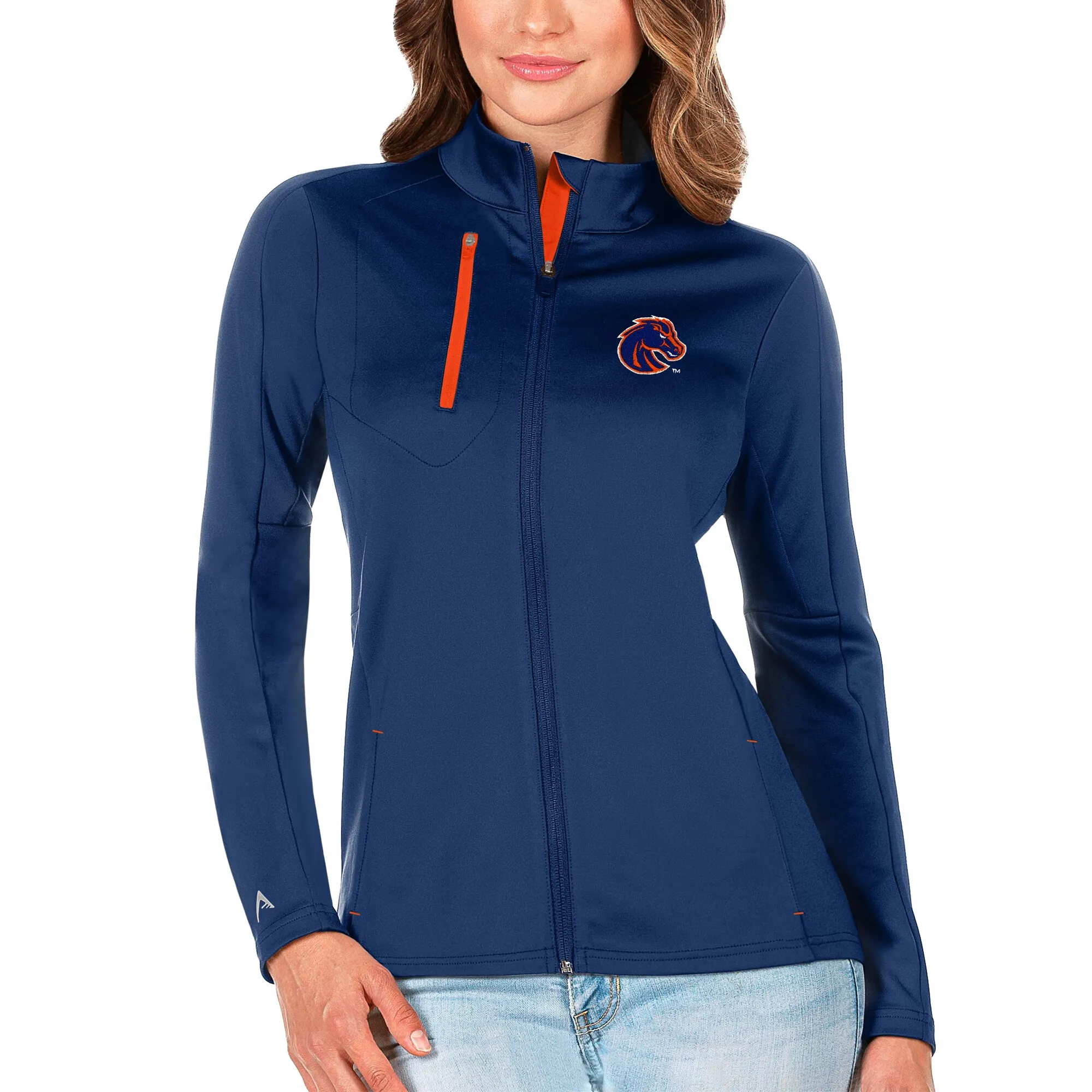 Antigua Boise State Broncos Women's Royal/Orange Generation Full-Zip Jacket