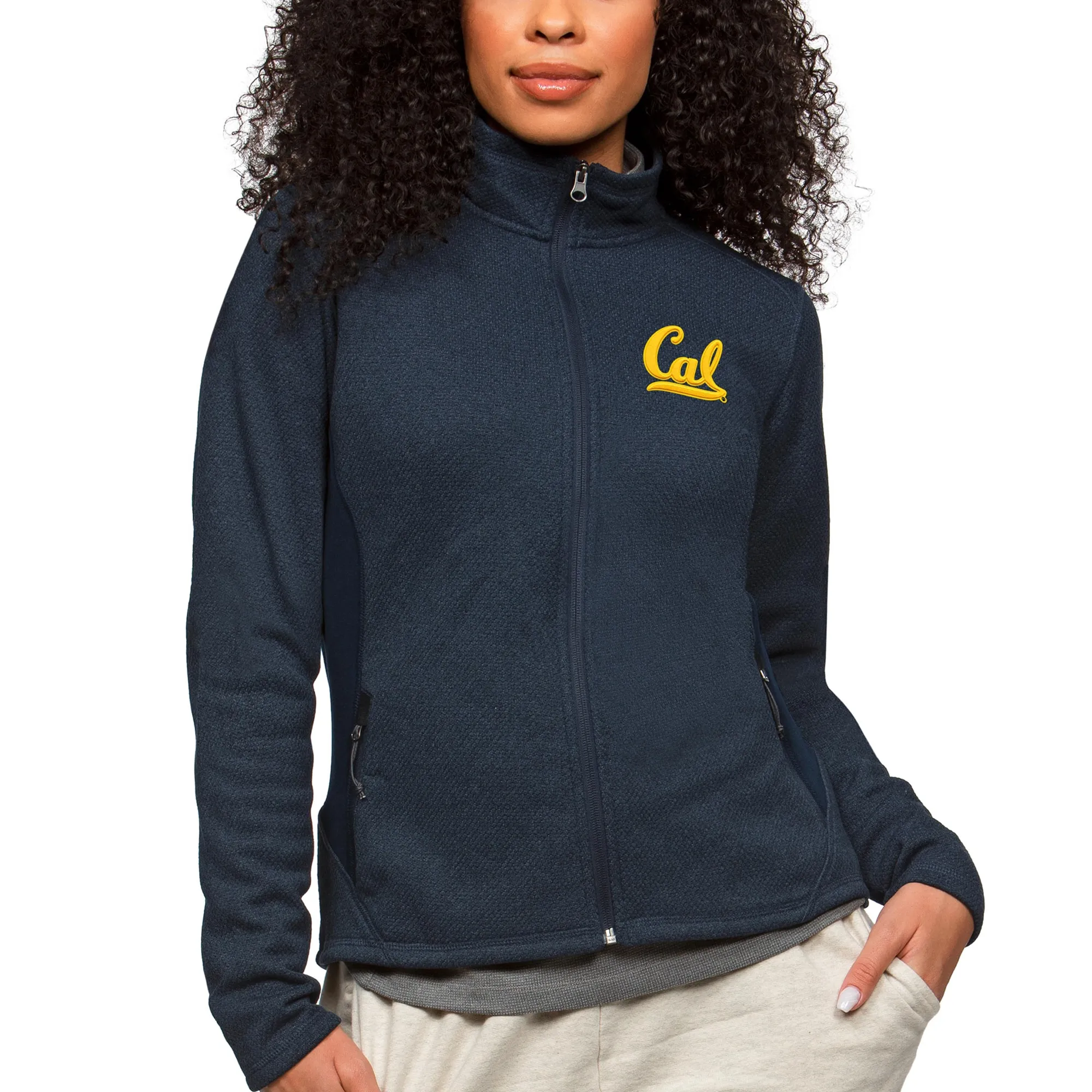 Antigua Cal Bears Women's Heather Navy Course Full-Zip Jacket