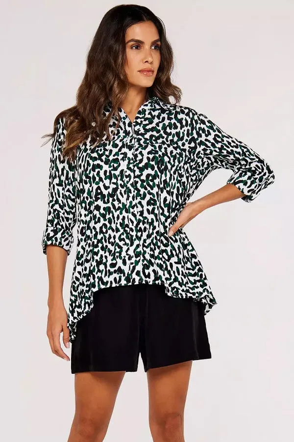 Apricot Animal Print High Low Shirt