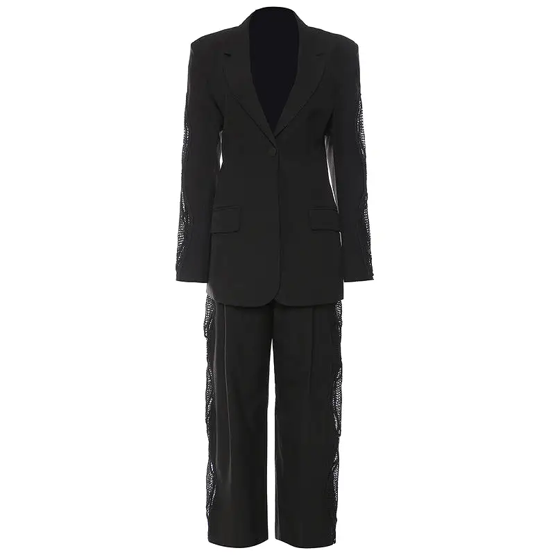 Ashore Shop Womens Size Lace Incert on Sleeves and Pants Blazer Sets