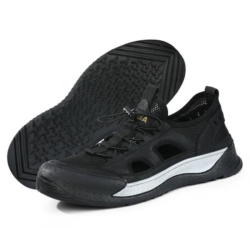 Black Hollow Out Safety Sneakers for Men - C3016 Casual Shoes