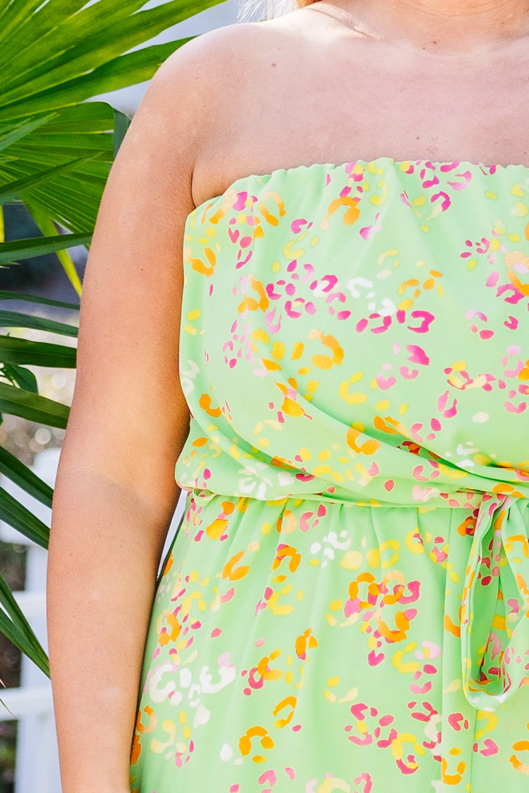 Bloom With Good Vibes Dress, Green/Orange