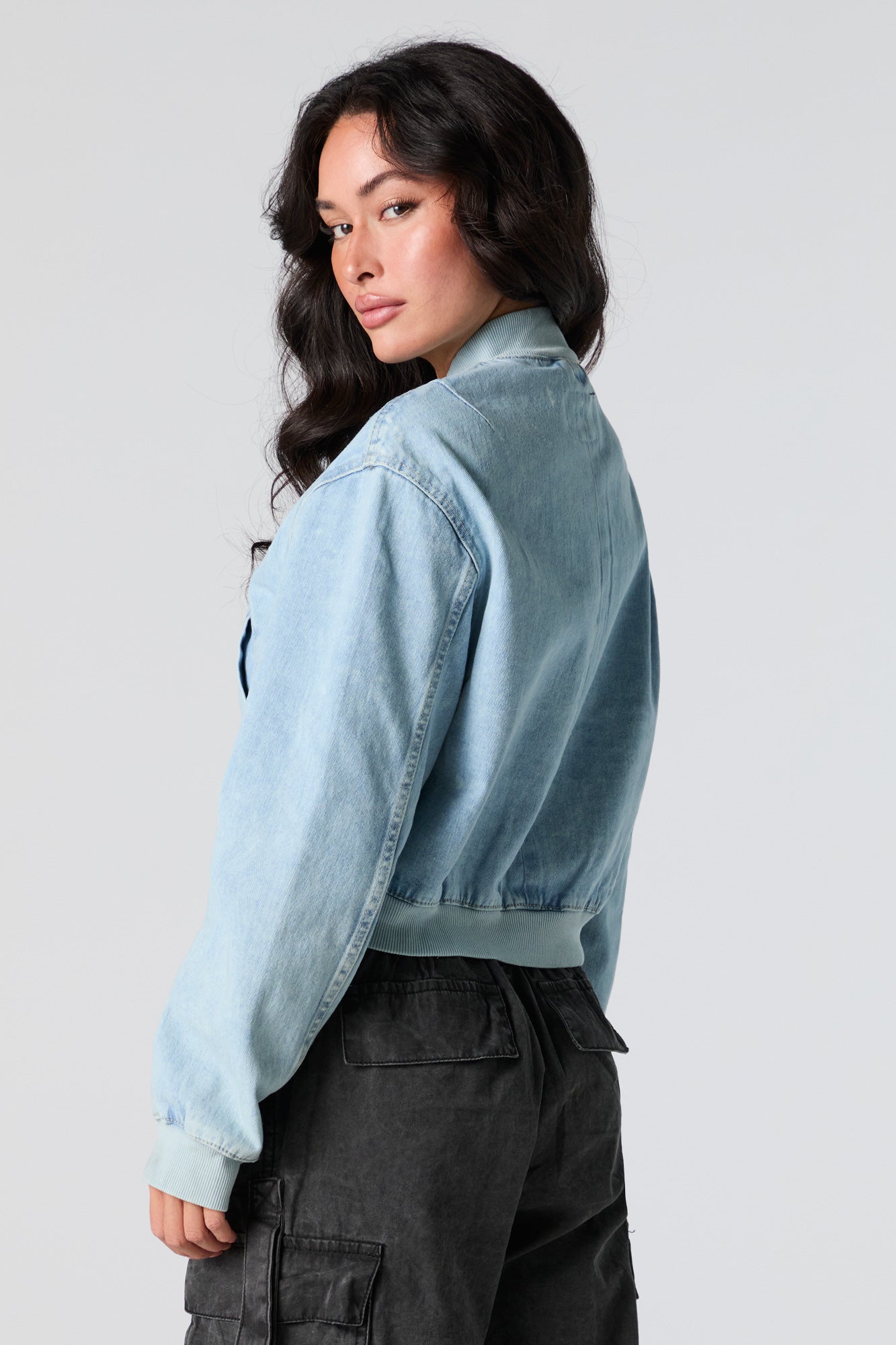 Blouson aviateur court en denim