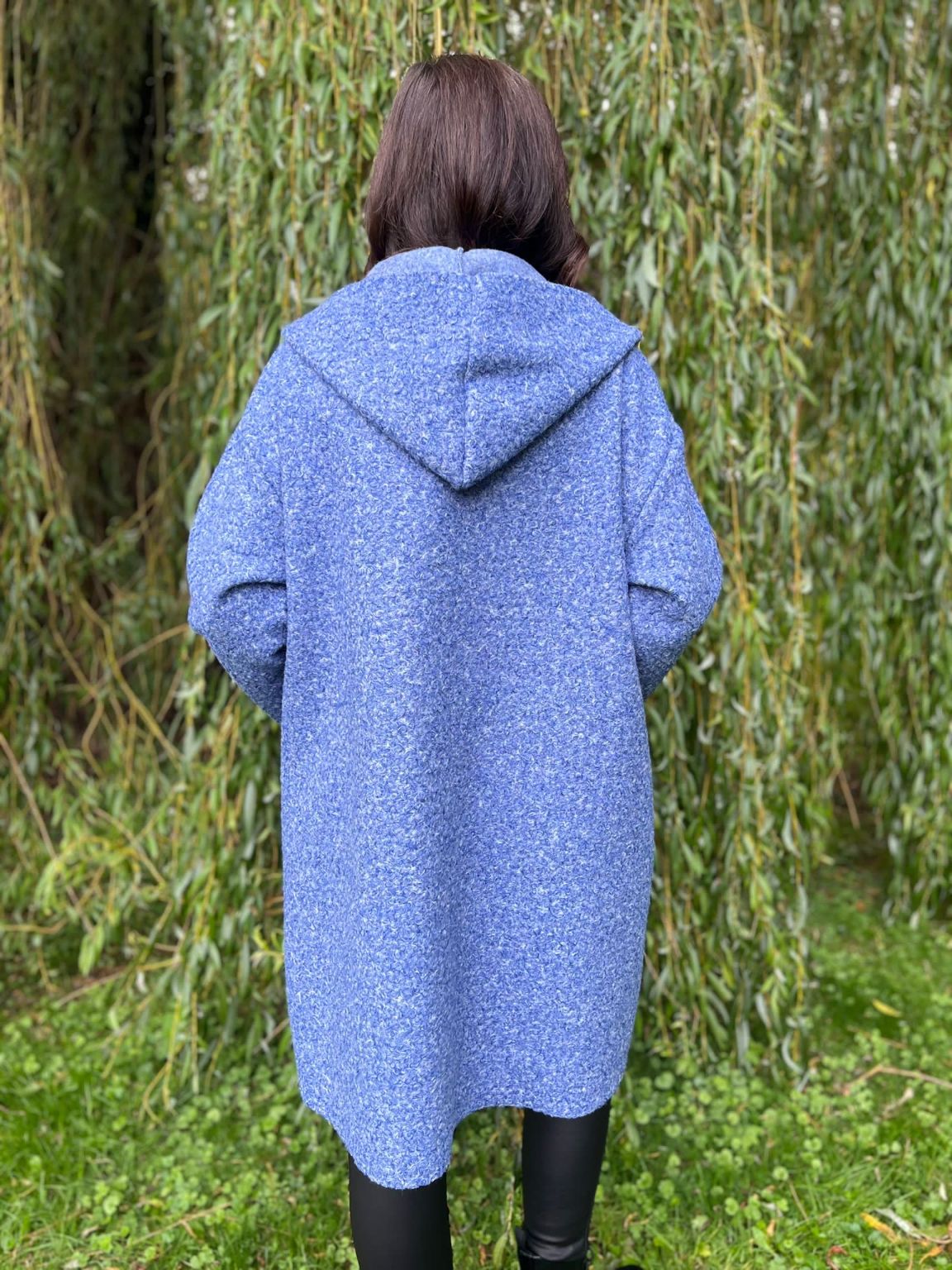 Blue Boucle Double Pocket Coat Sharon