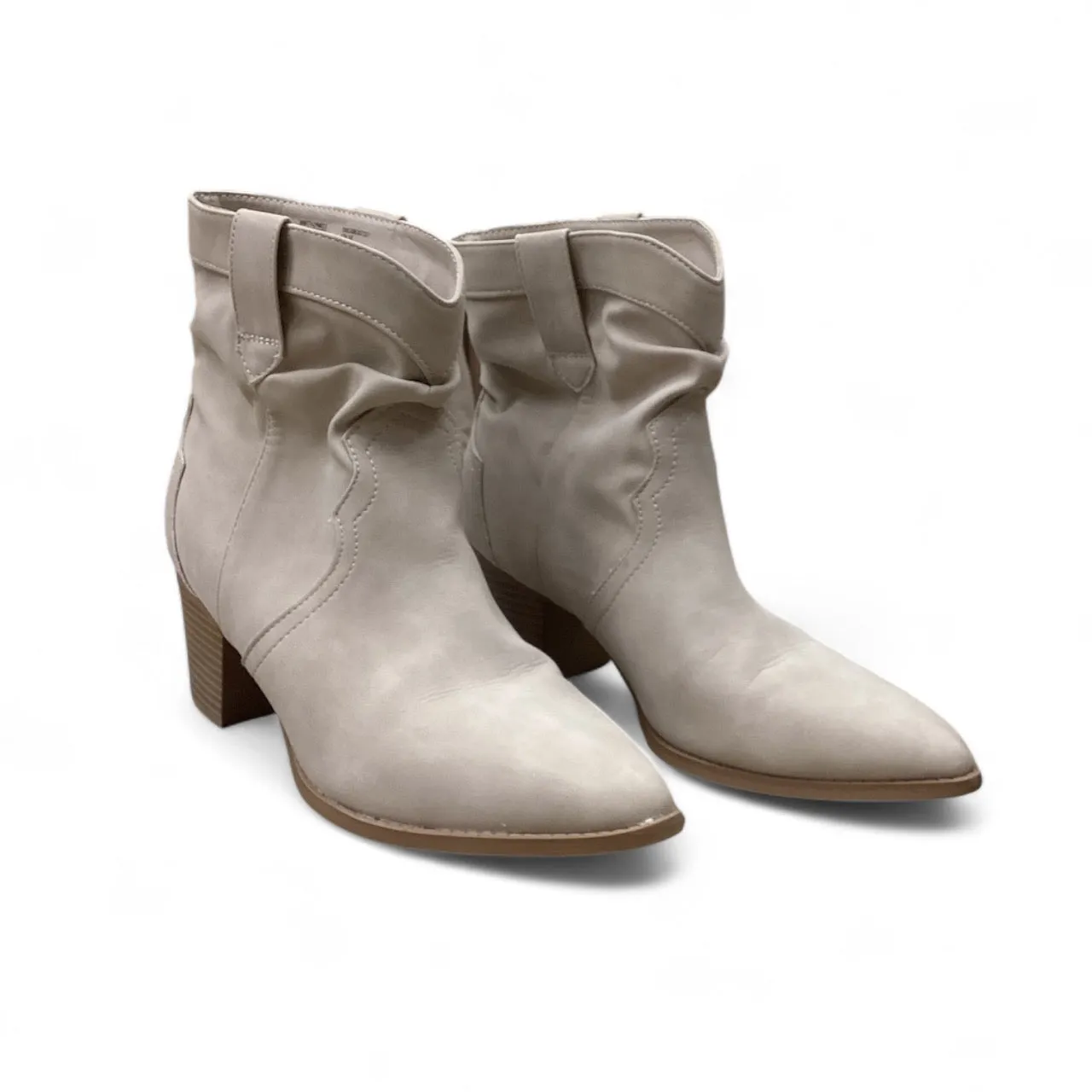 Boots Ankle Heels By Time And Tru In Beige, Size: 10