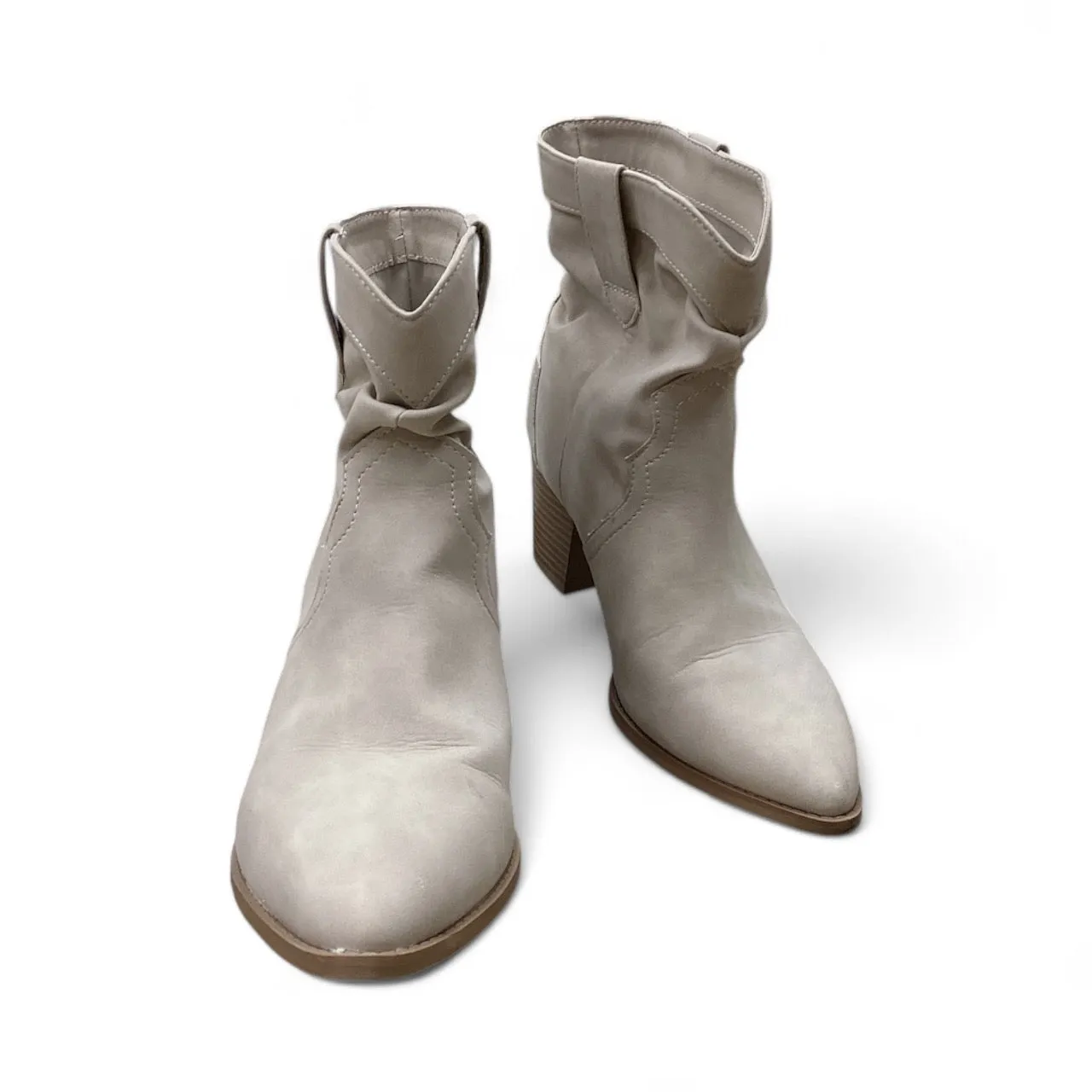 Boots Ankle Heels By Time And Tru In Beige, Size: 10