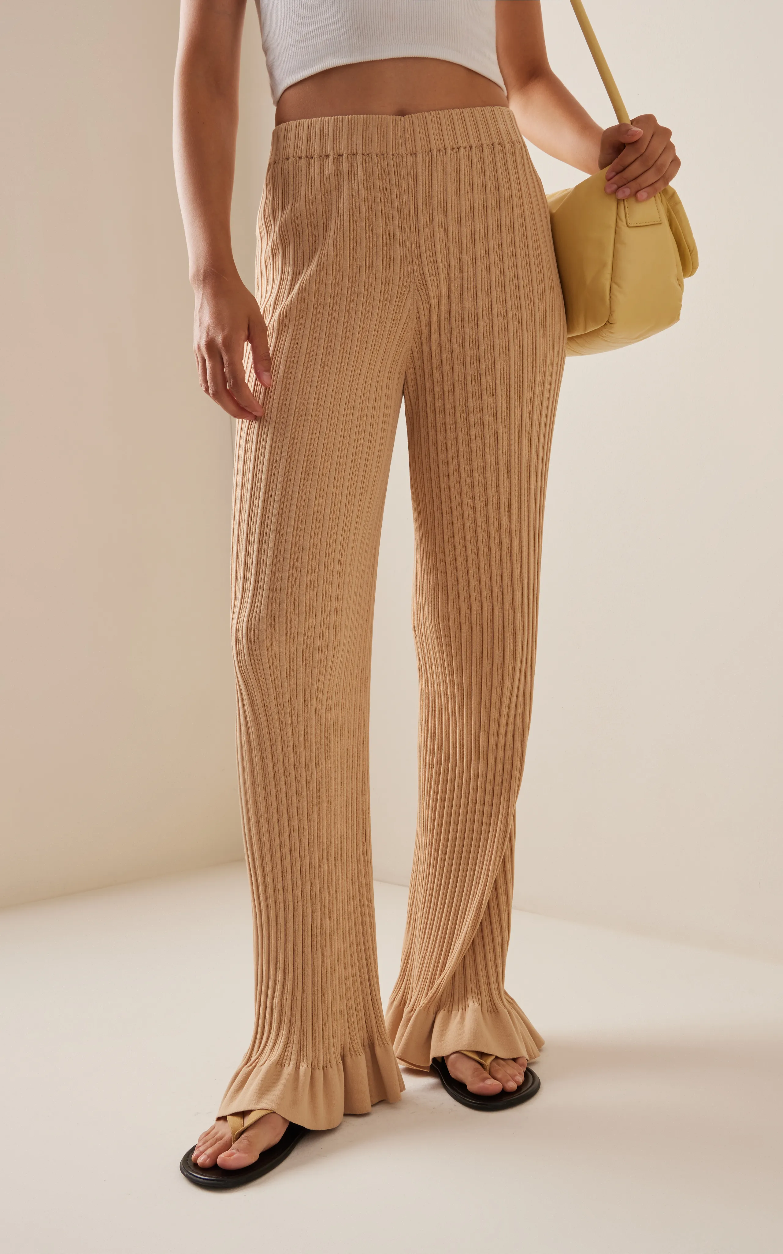 By Malene Birger Kenzie Flared Knit Cotton-Blend Pants