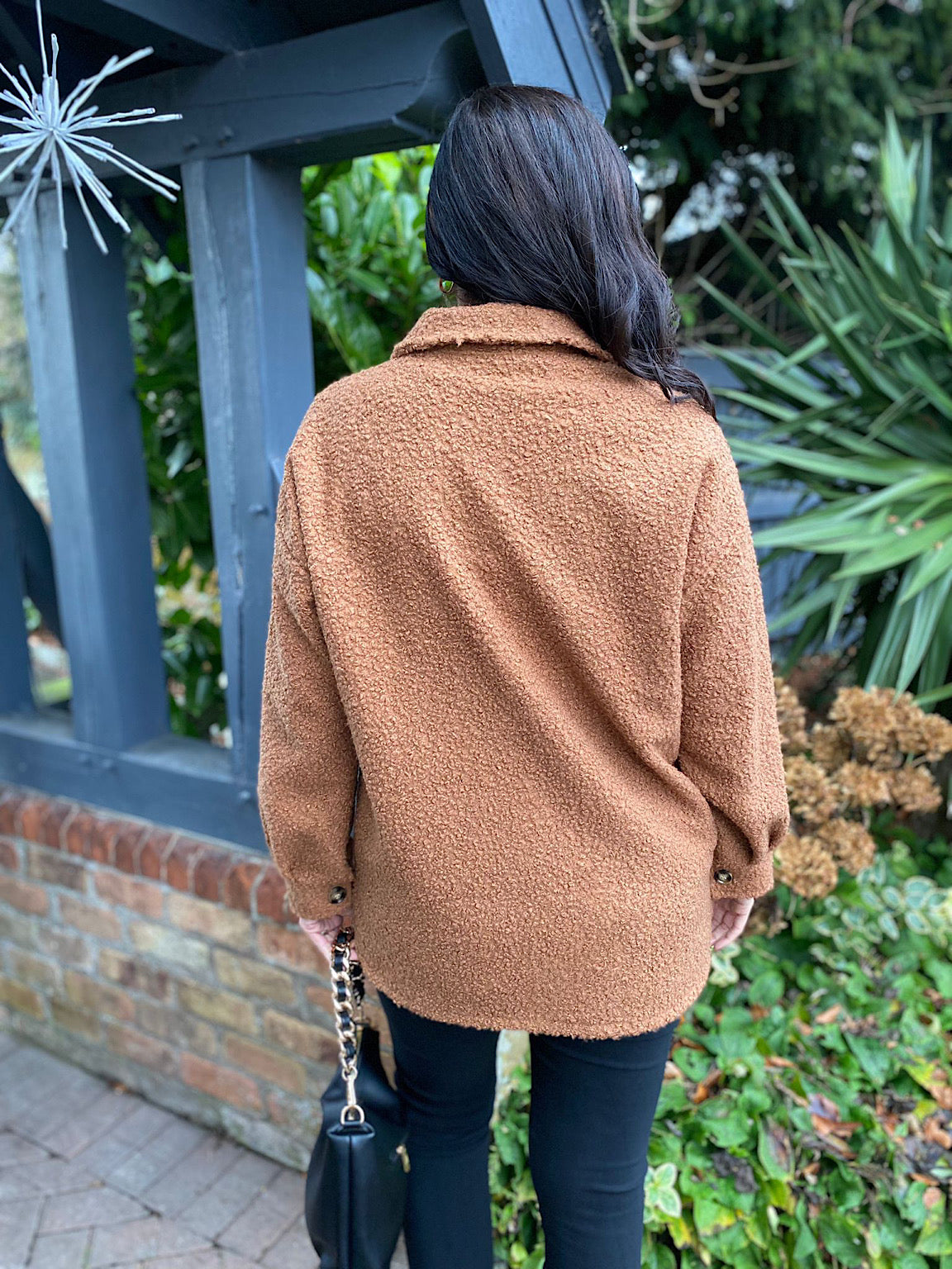 Camel Boucle Double Pocket Jacket Sadie