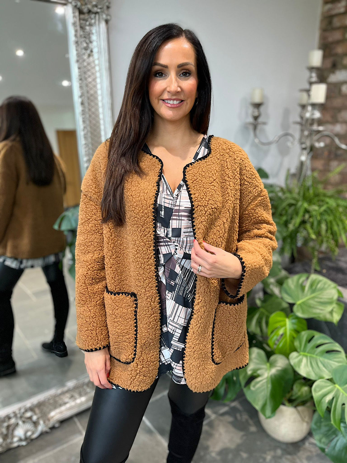 Camel Teddy Double Pocket Jacket Carrie