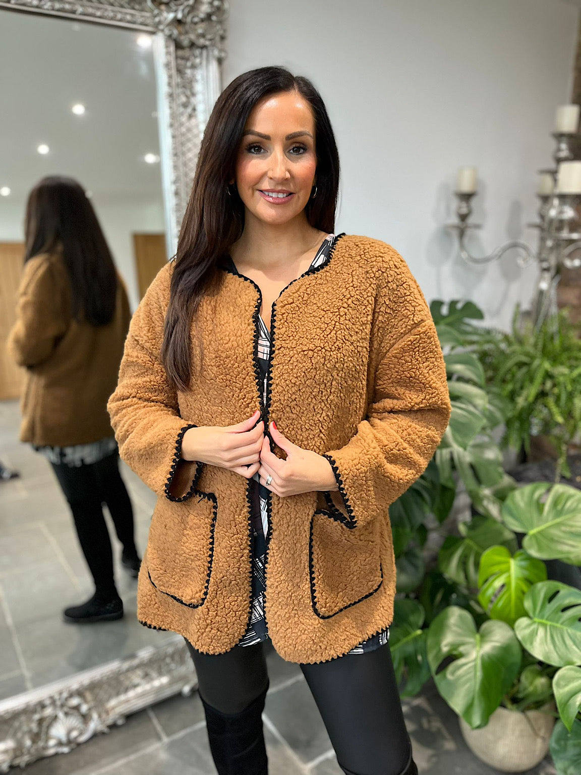 Camel Teddy Double Pocket Jacket Carrie