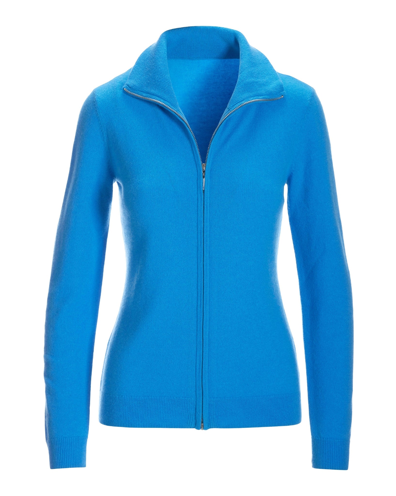 Cashmere Zip Up Cardigan Sky