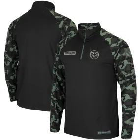 Colosseum Colorado State Rams Black OHT Military Appreciation Take Flight Raglan Quarter-Zip Jacket