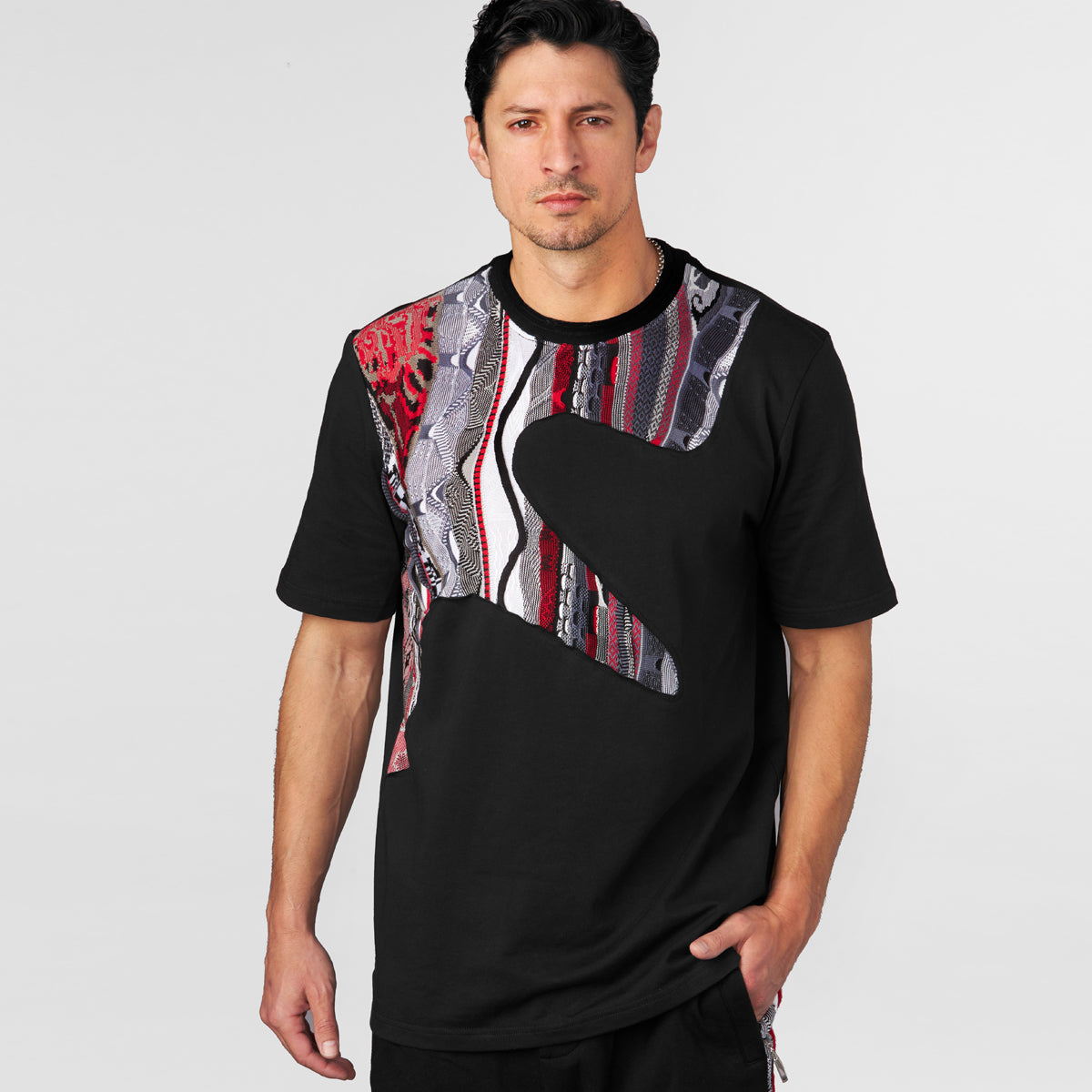 COOGI Sweater-Pieced Tee in Black