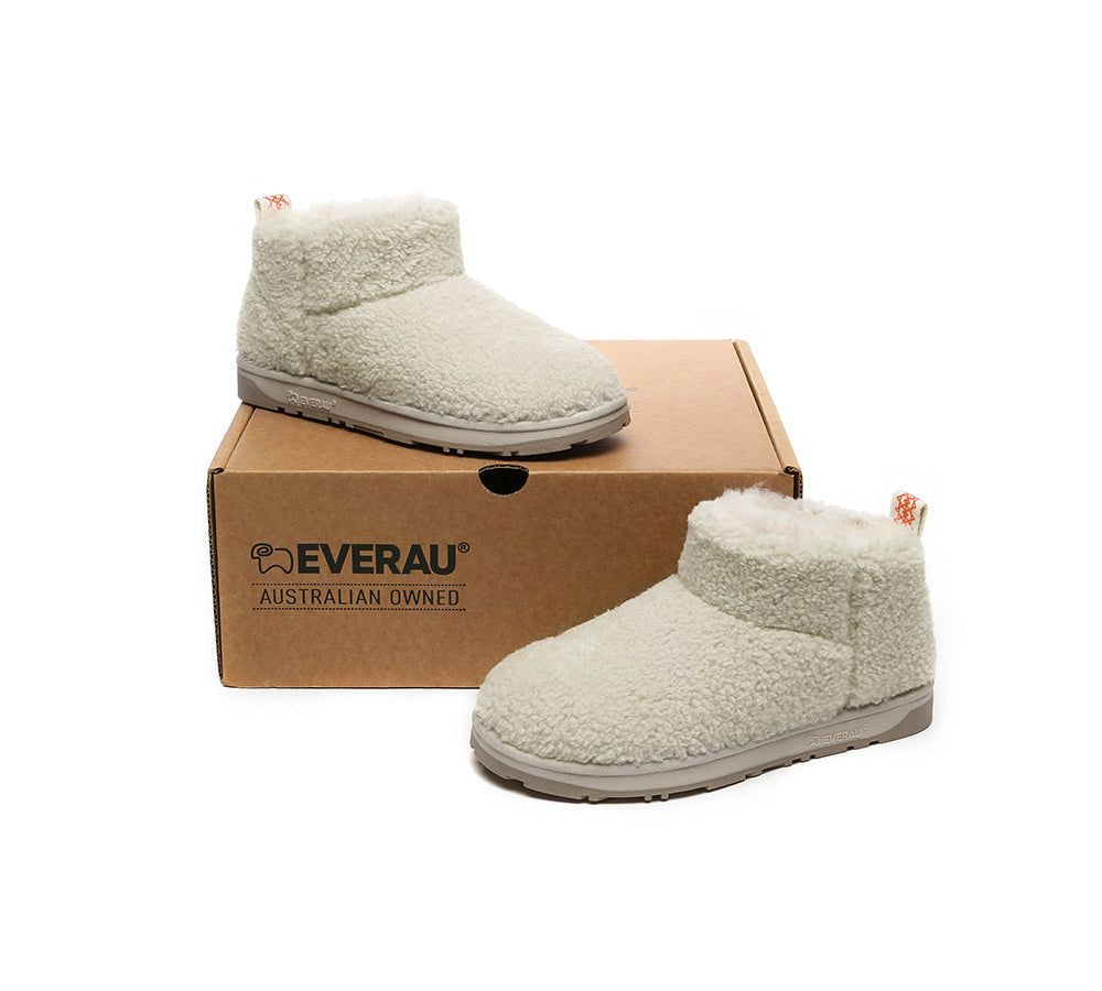 EVERAU UGG Sheepskin Wool Plush Ankle Boots Ultra Teddycozy