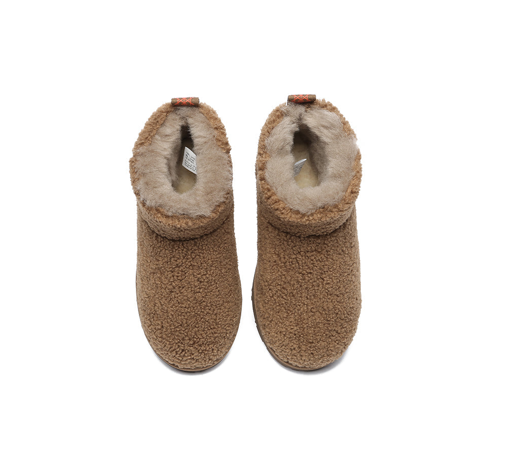 EVERAU UGG Sheepskin Wool Plush Ankle Boots Ultra Teddycozy