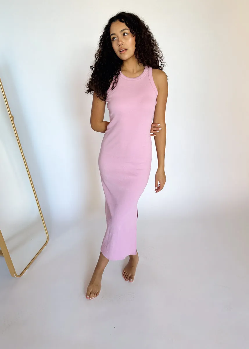 Gabrielle Ribbed Bodycon Midi Dress - Pink Lavender