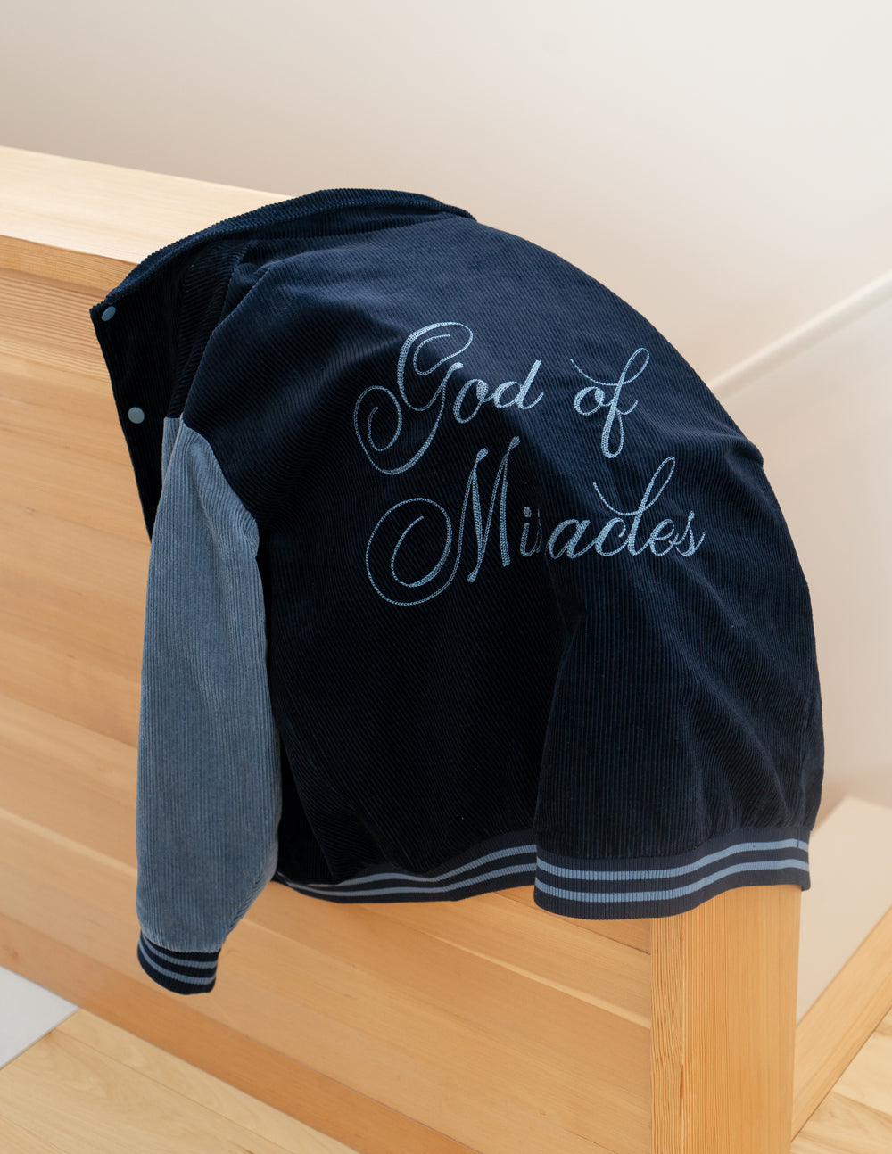 God of Miracles Navy Bomber Jacket