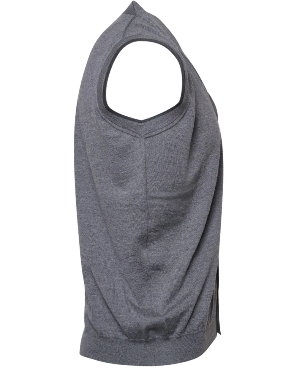 Grey Full Button Knit Vest