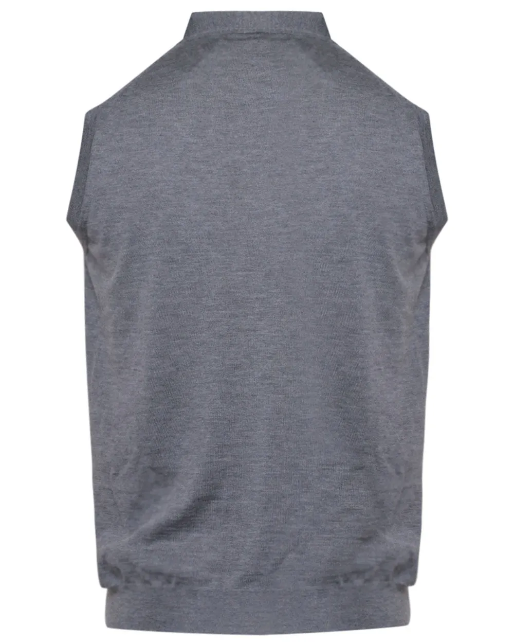 Grey Full Button Knit Vest