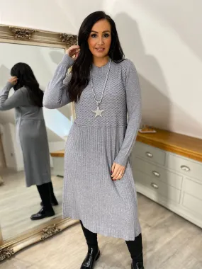 Grey Multi Texture Knit Dress Chelsea