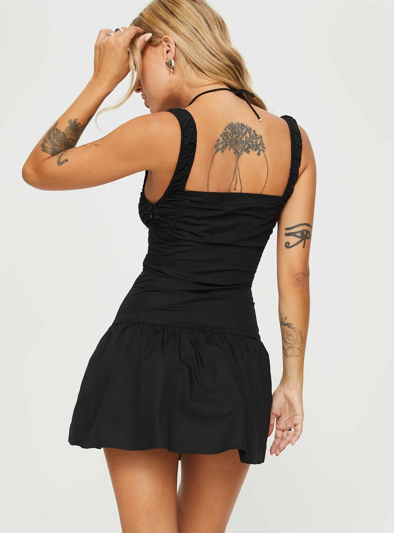 Heart Shaped Mini Dress Black