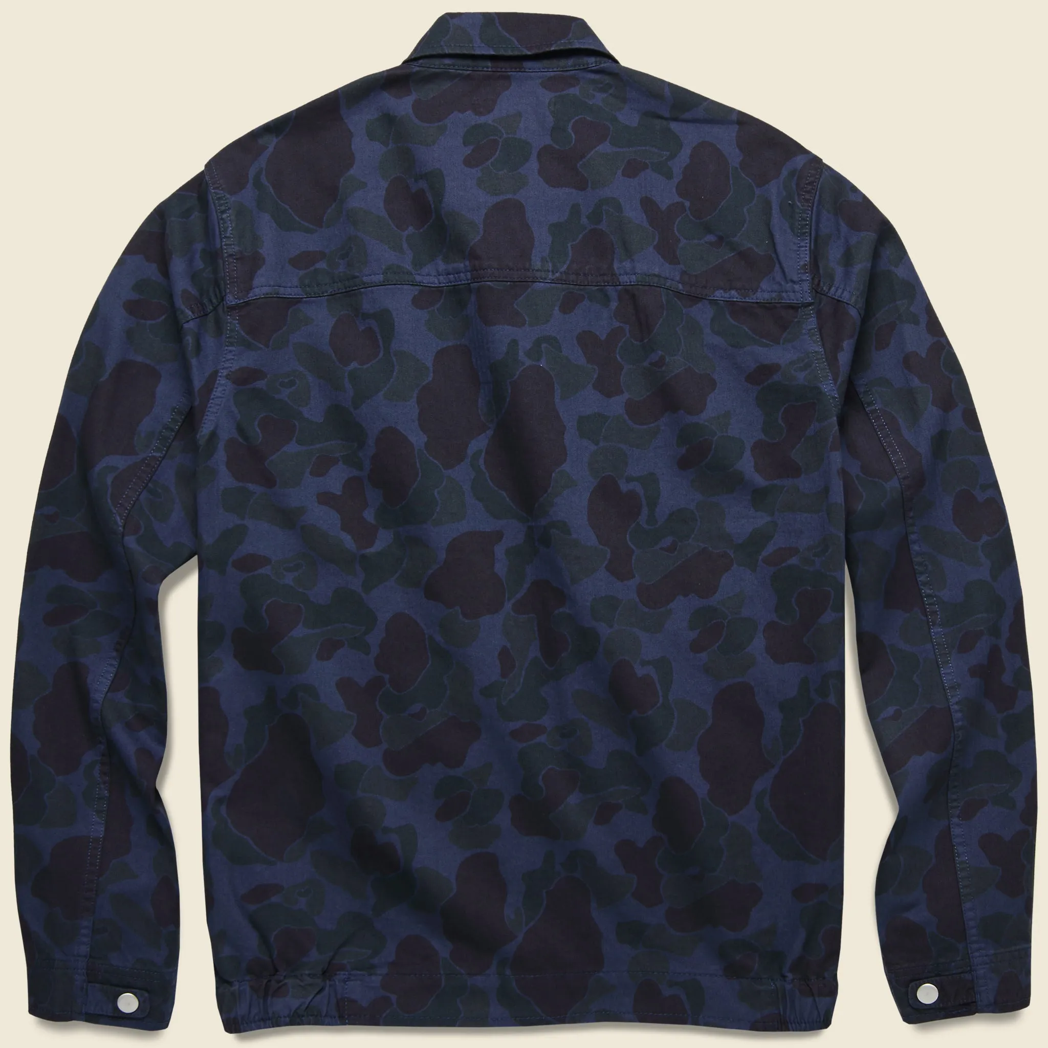 Herringbone Camo Zip Jacket - Navy