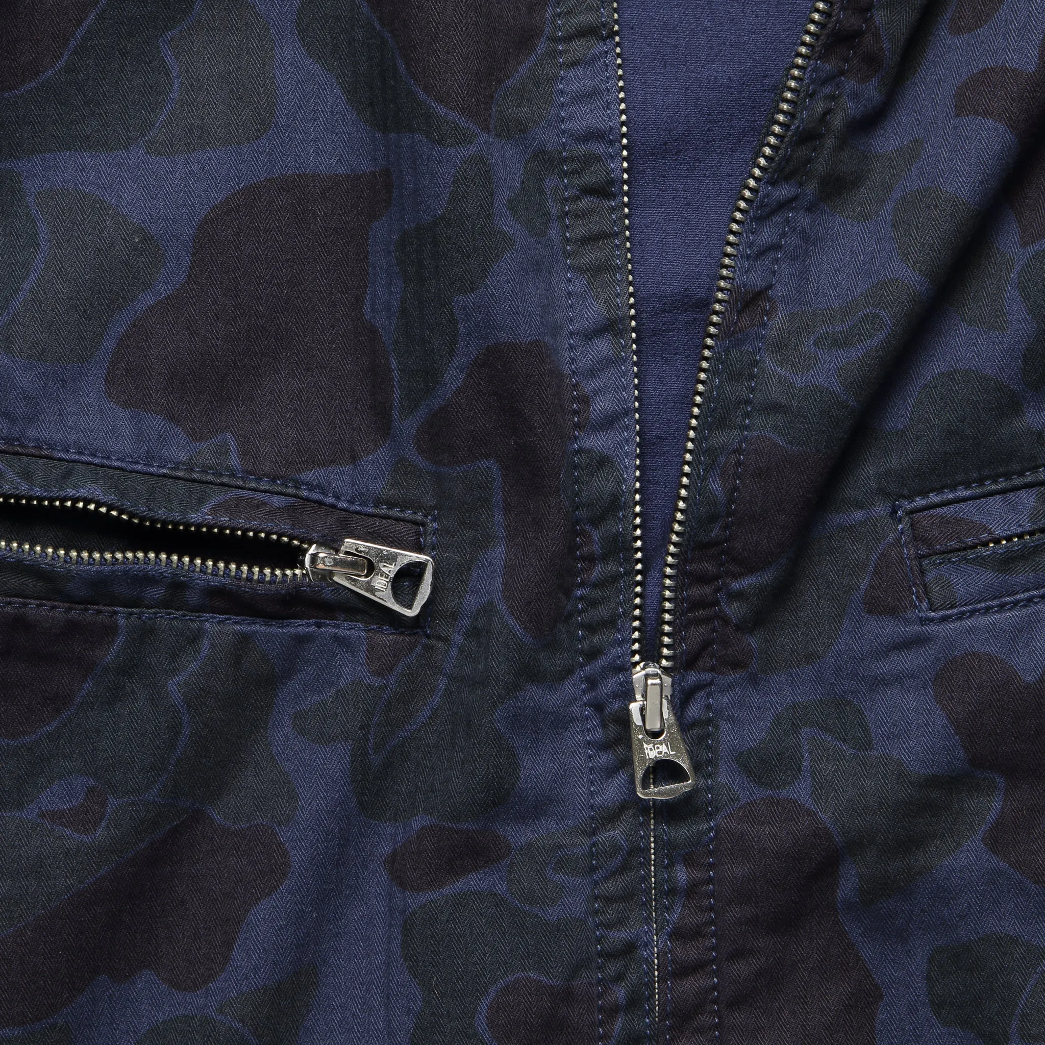 Herringbone Camo Zip Jacket - Navy