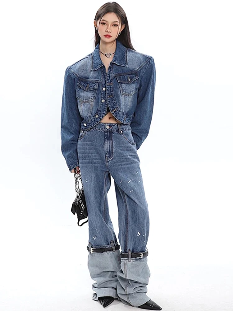 High-quality Patchwork Jeans American Minority Unique High Street Denim Pants Trousers 2023 Spring Y2k Clothes 5R1296