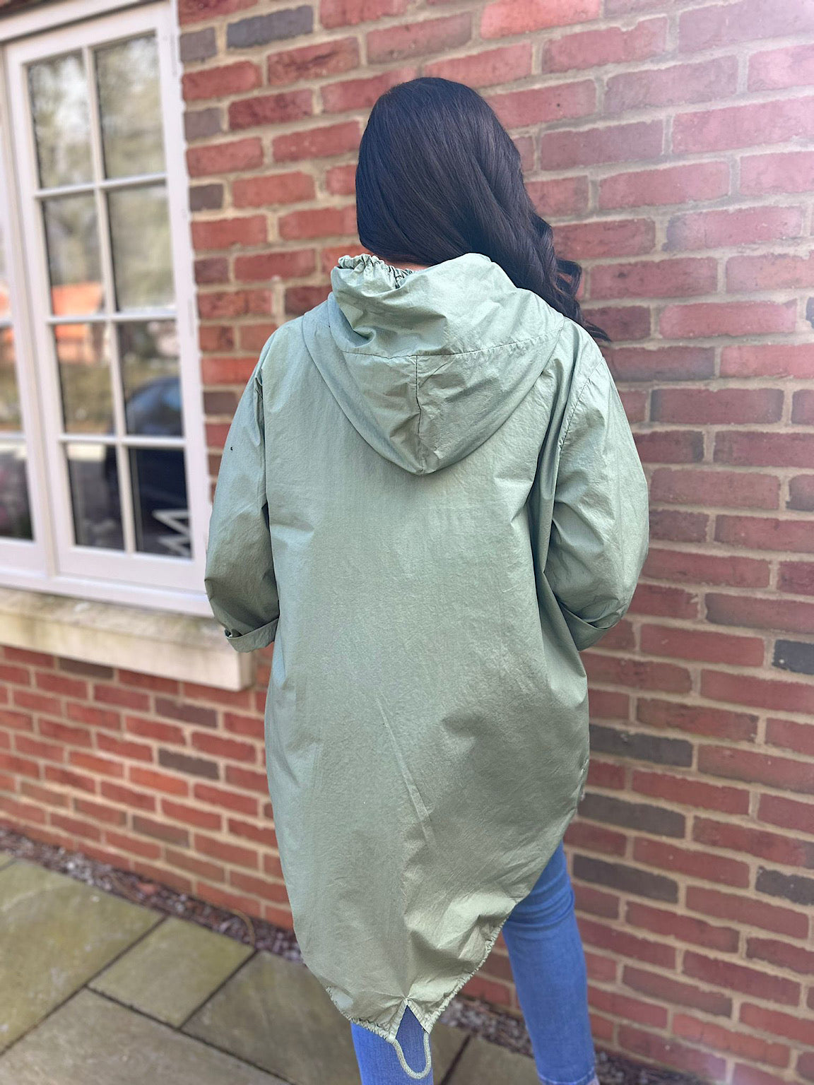 Khaki Lightweight Drawstring Jacket Jemma