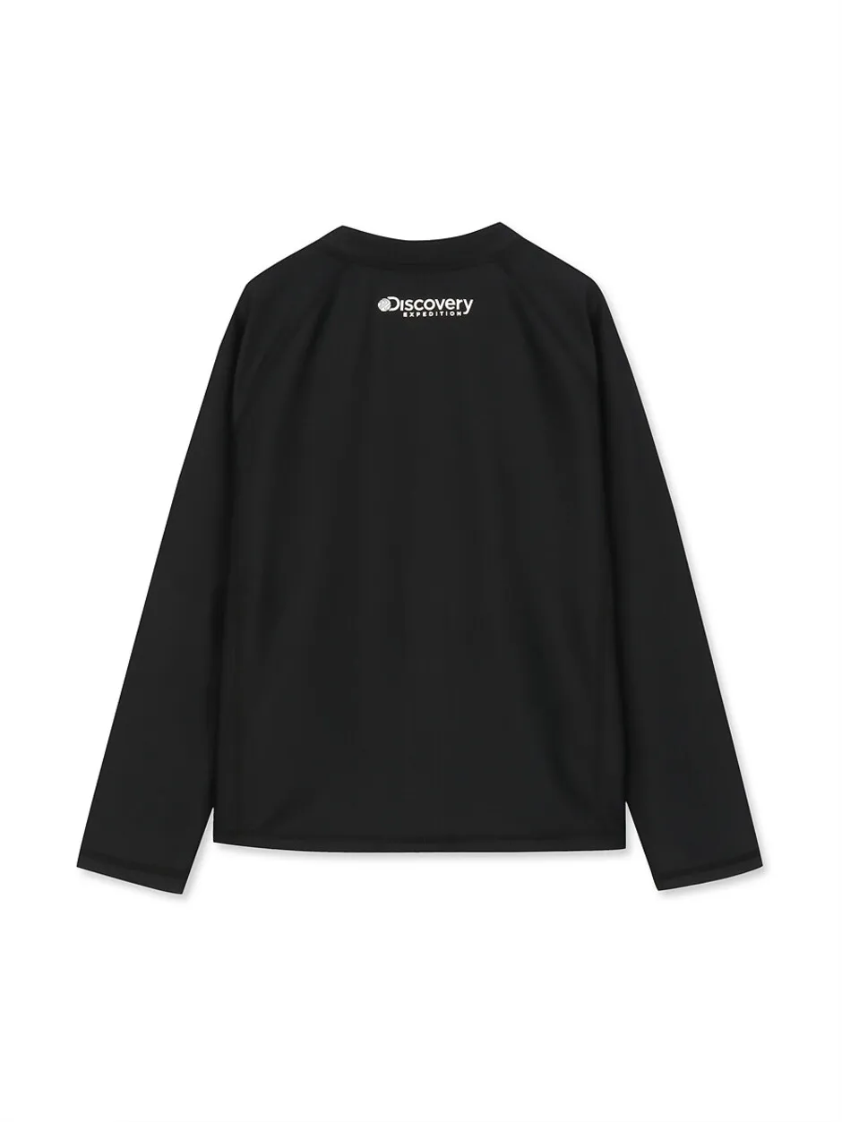 [KIDS] Pattern Zip-Up Rashguard Black