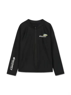 [KIDS] Pattern Zip-Up Rashguard Black