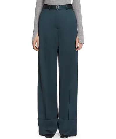 Lanvin Wide-Leg Pants With Cuffs