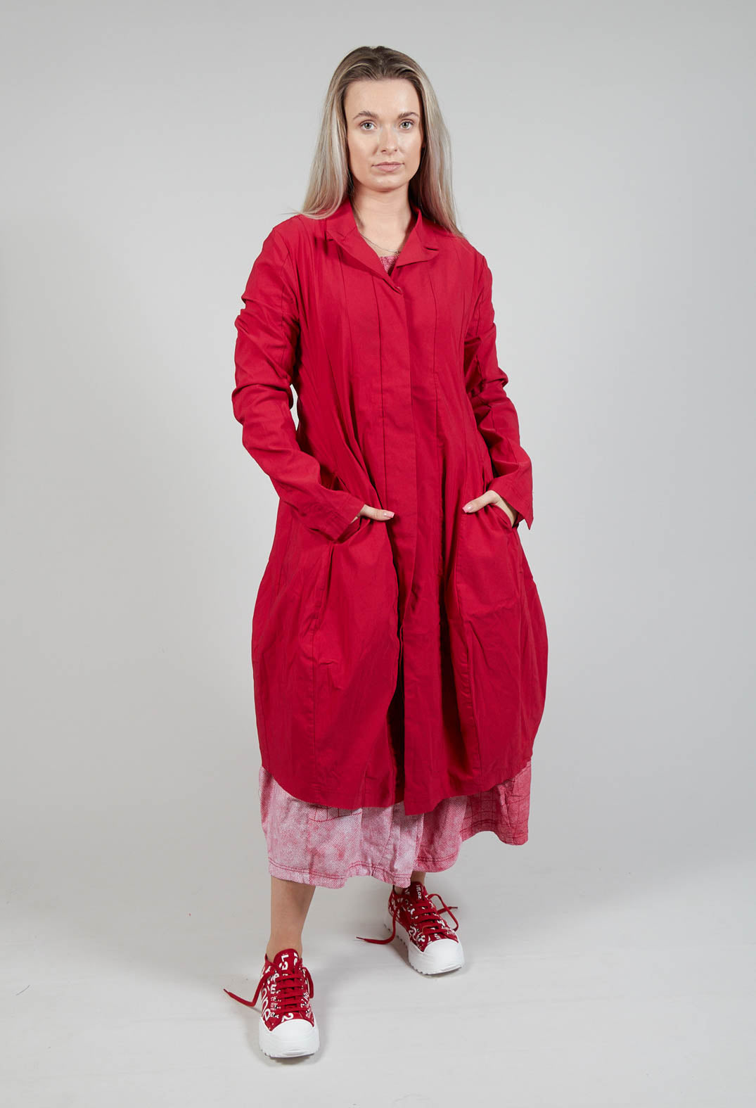 Lightweight Coat with Tulip Hem in Chili