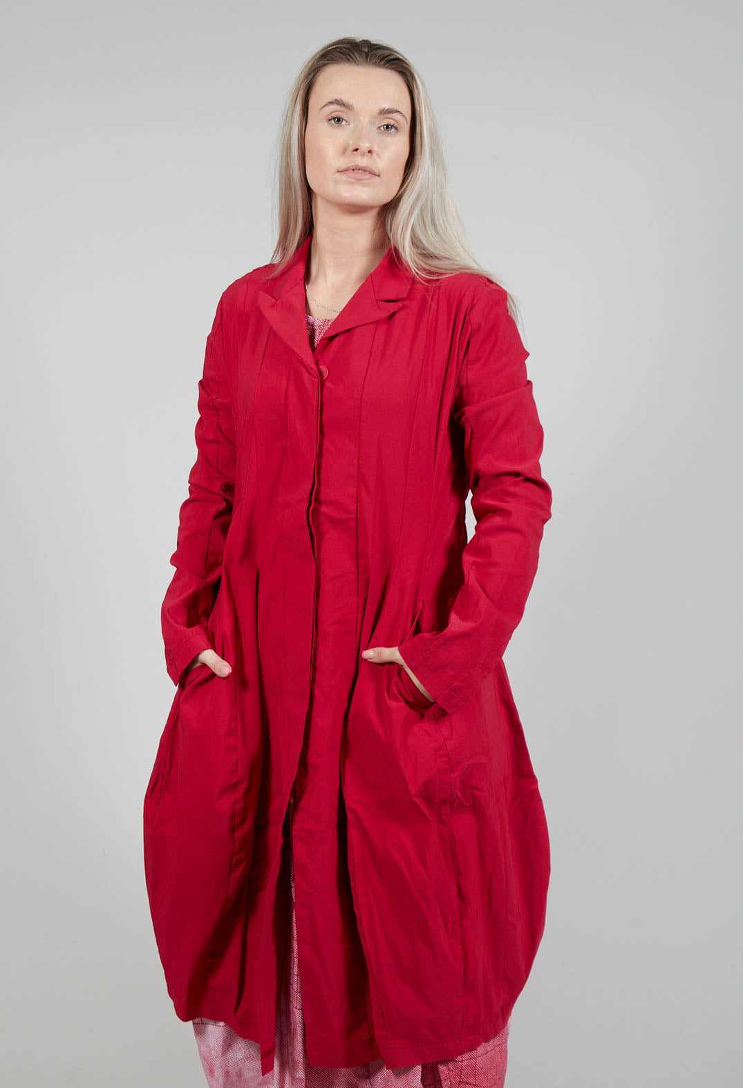 Lightweight Coat with Tulip Hem in Chili