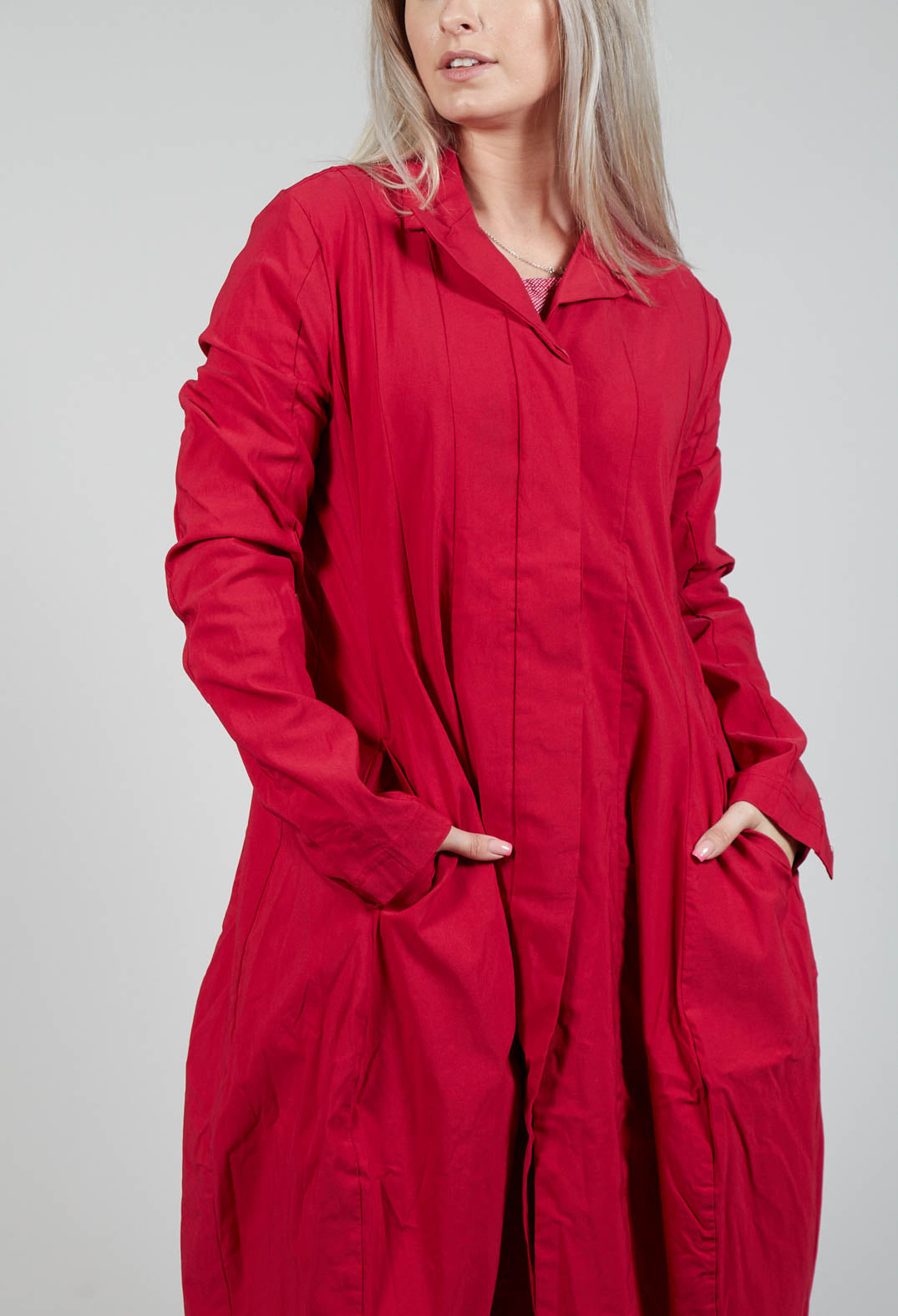 Lightweight Coat with Tulip Hem in Chili