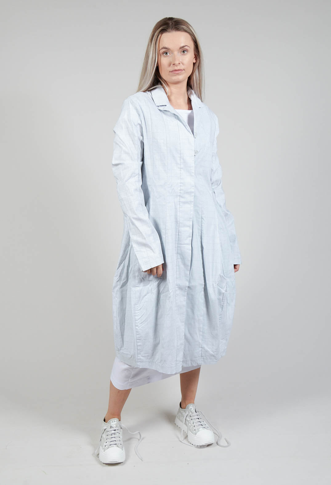 Lightweight Coat with Tulip Hem in Grey Print