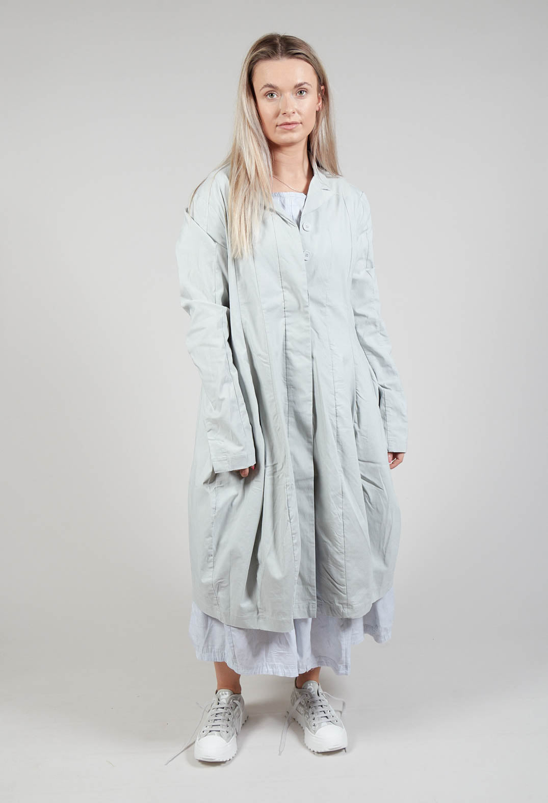 Lightweight Coat with Tulip Hem in Grey