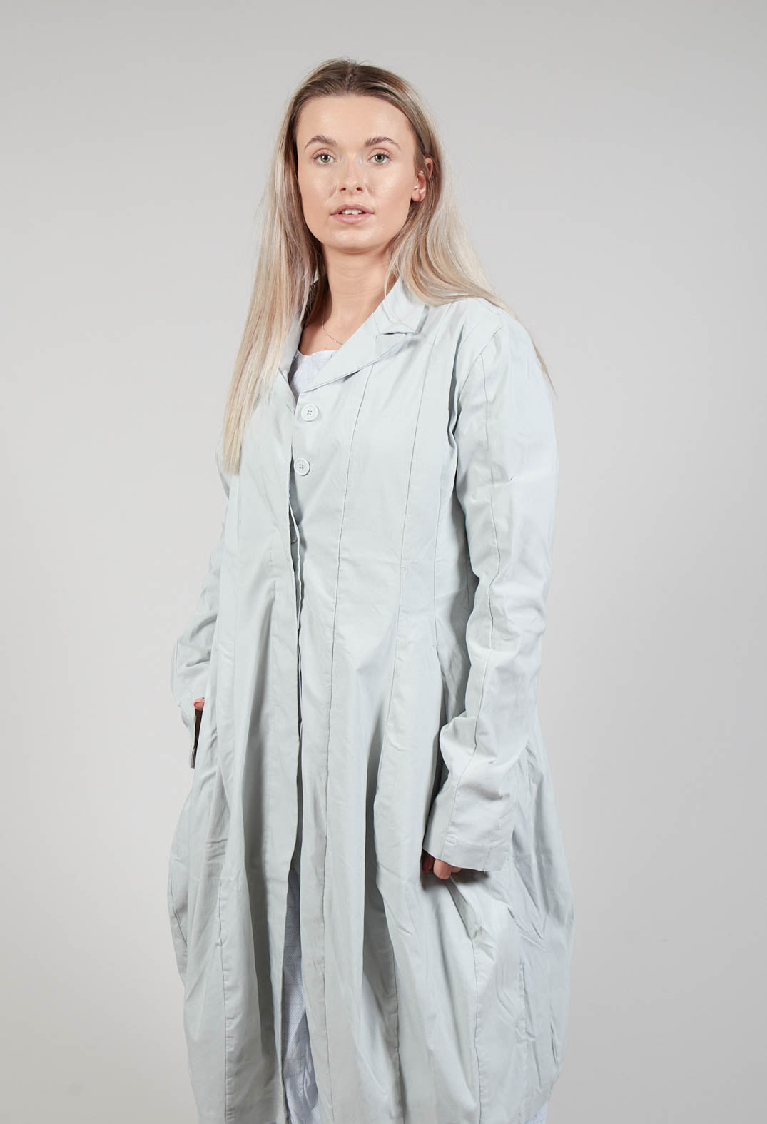 Lightweight Coat with Tulip Hem in Grey