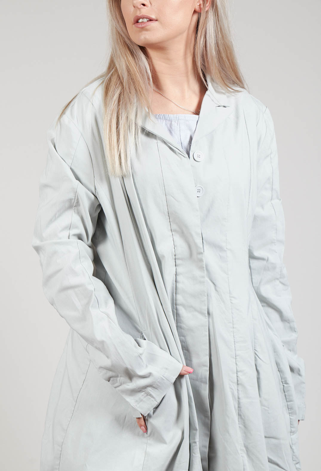 Lightweight Coat with Tulip Hem in Grey