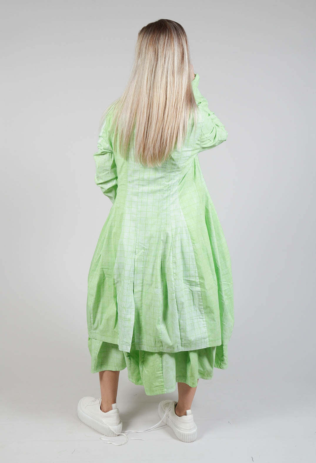 Lightweight Coat with Tulip Hem in Placed Lime Print