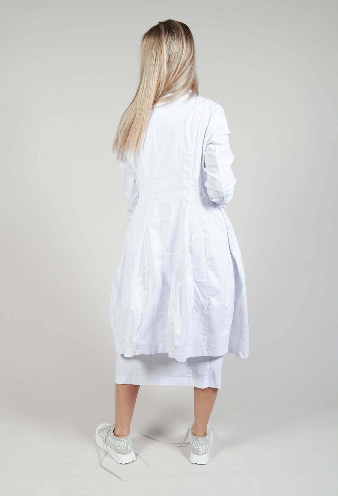 Lightweight Coat with Tulip Hem in White